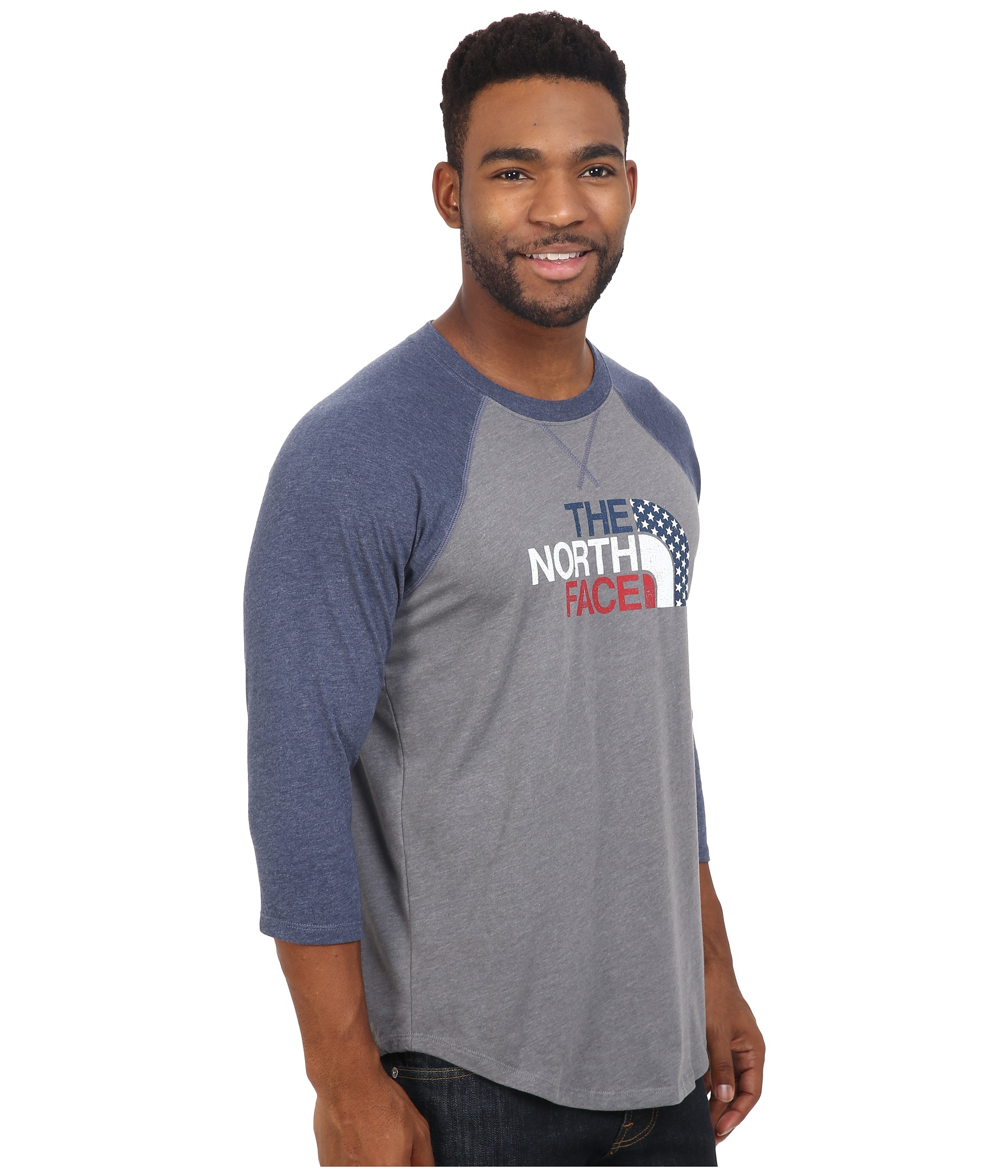 The North Face 3 4 Sleeve Usa Baseball Tee in Blue for Men Lyst